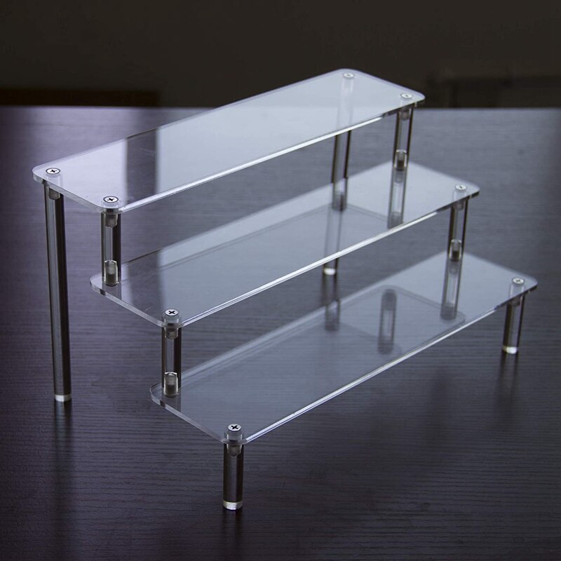 3- lags transparent akryl display stativ kagebakke display stativ til dekoration og opbevaring