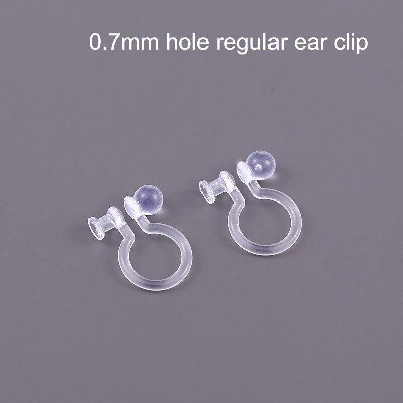 Clips para las orejas de resina transparente para mujer, aretes perforados hechos a mano, indoloro, suministros de joyería, 1 par: 1Pair CG 0.7mm