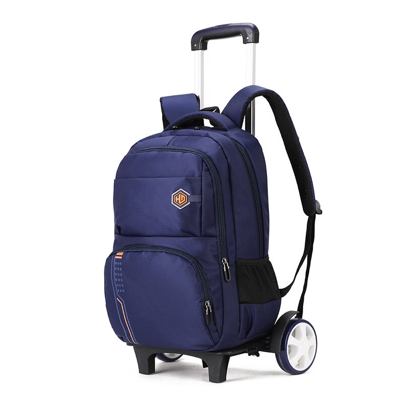 Sacs à dos d'école pour enfants, 2/6/ grandes roues, sac à dos à roulettes amovible, sacs d'école à roulettes, grande capacité, cartable bleu foncé: Grandes roues bleu foncé