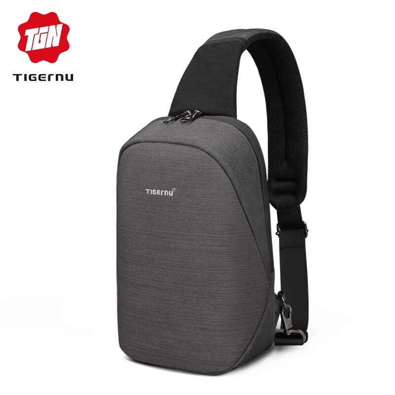 Bolso bandolera antirobo Tigernu, bandolera informal para hombre, bolsa para el pecho, tira impermeable, bolsa de hombro, bandolera, compatible con IPad de 9,7 pulgadas para Adolescente: Black Grey