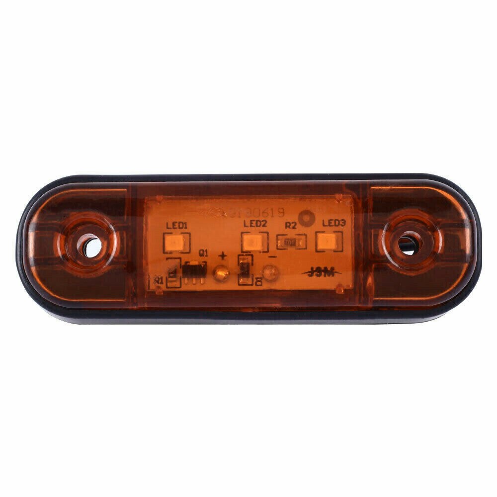 thumbnail image 2 of 20-Pack 3/4” Amber/Red LED Side Marker Lights – Round Button Lamp For Truck Trailer 12V, Stainless Bezel 2 of 5