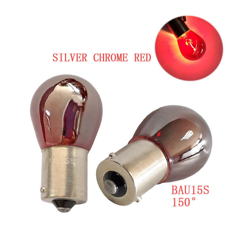 Lumière Invisible de miroir chromée 1 pièce, 3156 1176 1157 S25 12V 5W/21W BAY15D BA15D BAZ15D BAU15S voiture LED frein clignotant ampoule unique: 21W BAU15S Red