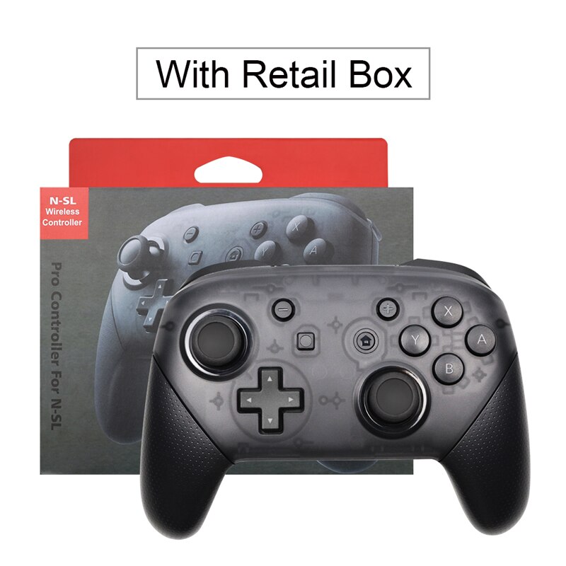 Interruptor sem fio bluetooth pro controlador gamepad para nintendo switch para ns console joystick controle sem fio: Black-with box