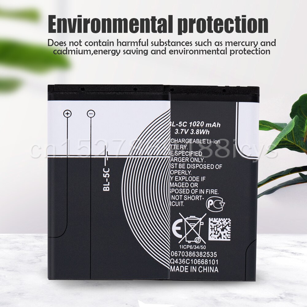Batteria del telefono ai polimeri di litio BL5C BL-5C BL 5C 3.7V per Nokia 1100 1110 1200 1208 1280 1600 2600 2700 3100 3110 5130 6230 n70