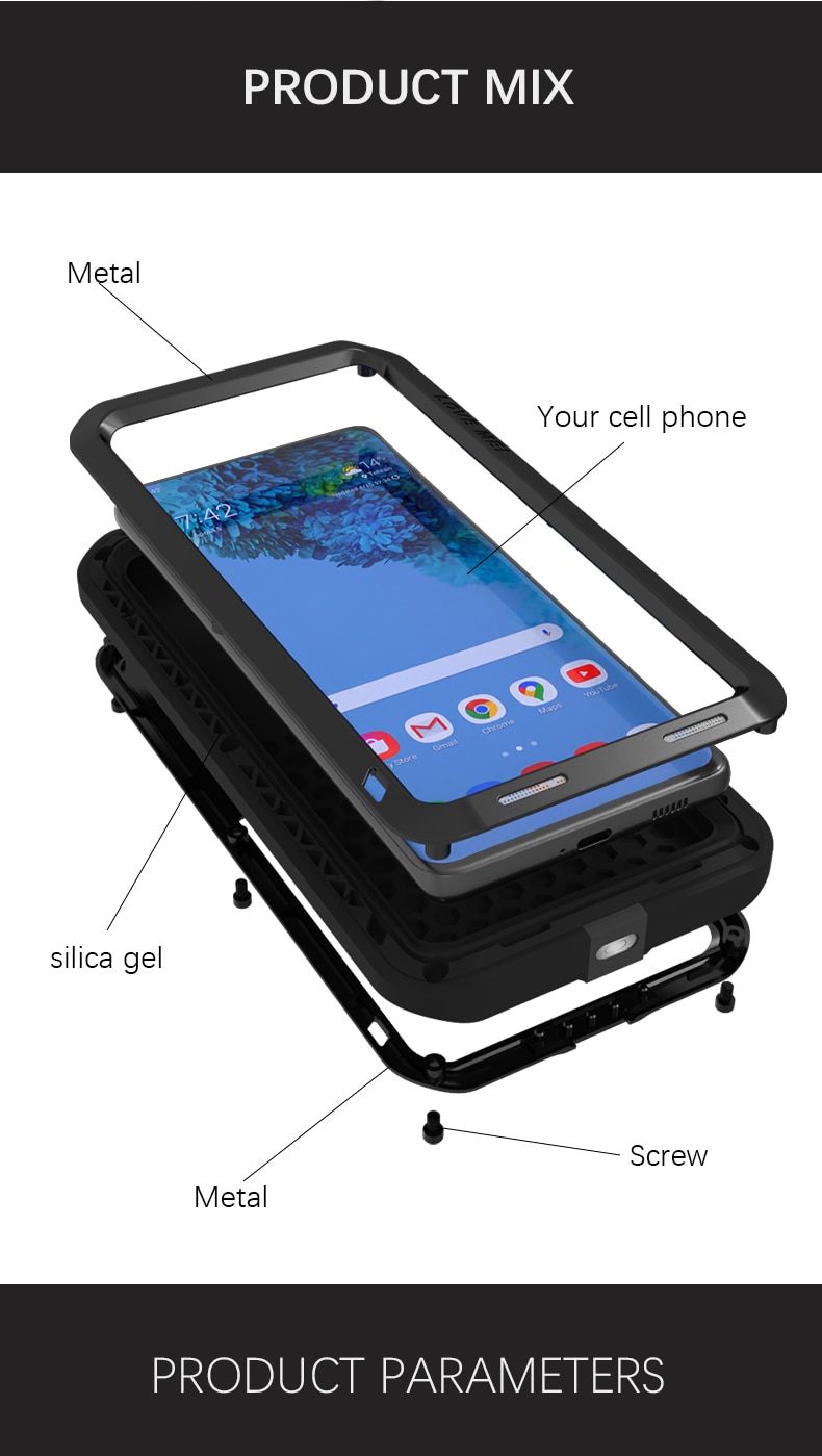 Original Love Mei Powerful Case For Samsung Galaxy S21 Ultra 5G 6.8 inch dust Shockproof Metal Aluminum Case Cover + Package