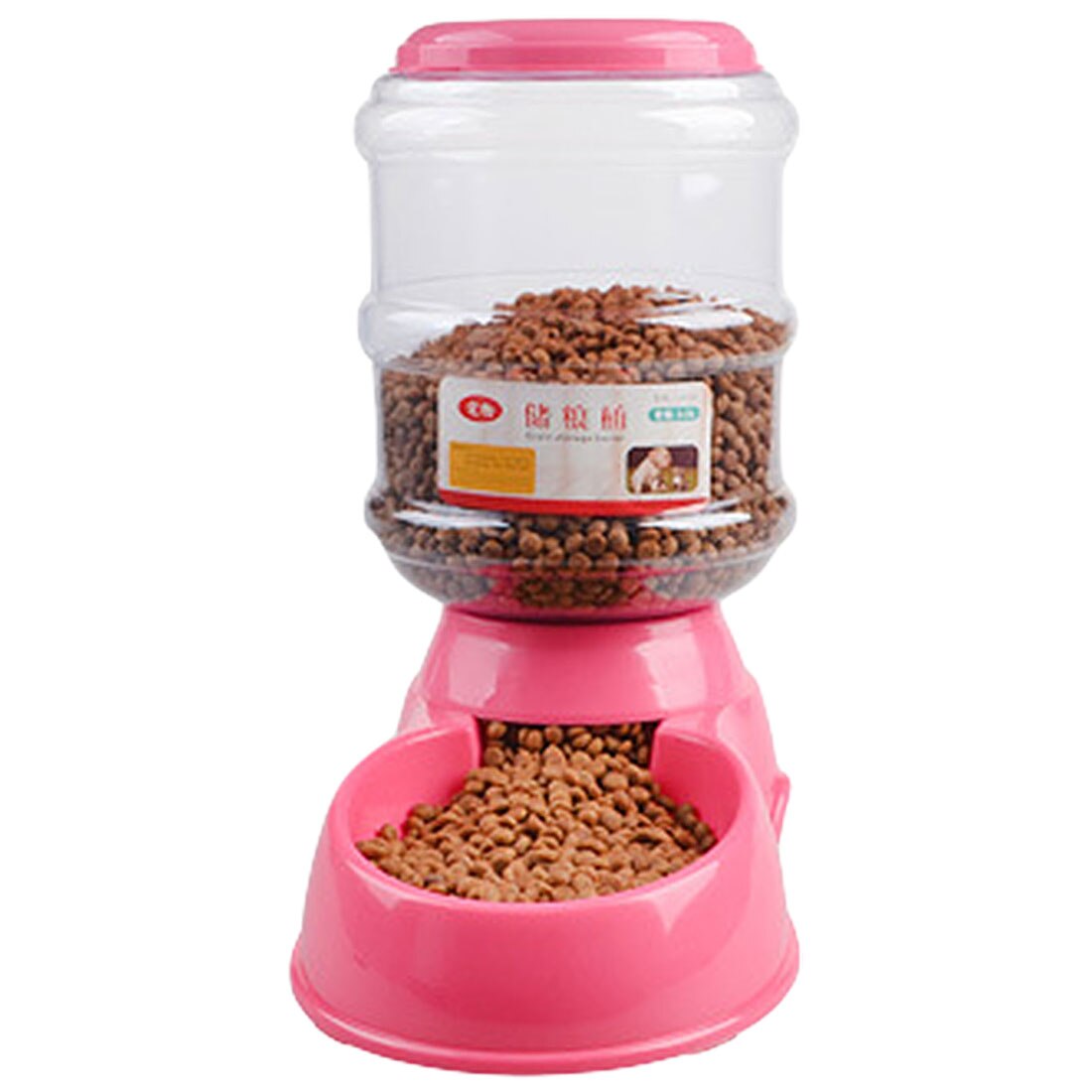 3.5L Dog Cat Feeders Water Dispenser Fountain Bottle Set Plastic Automatic Pet Feeding Drinker Water Bowl Safe Animal Dog Bowl: pink food dispenser