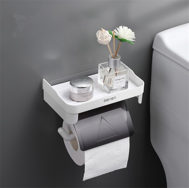 Support de rangement mural pour rouleau de papier toilette, multifonction, étagère de salle de bain, 3 couleurs: Light Grey
