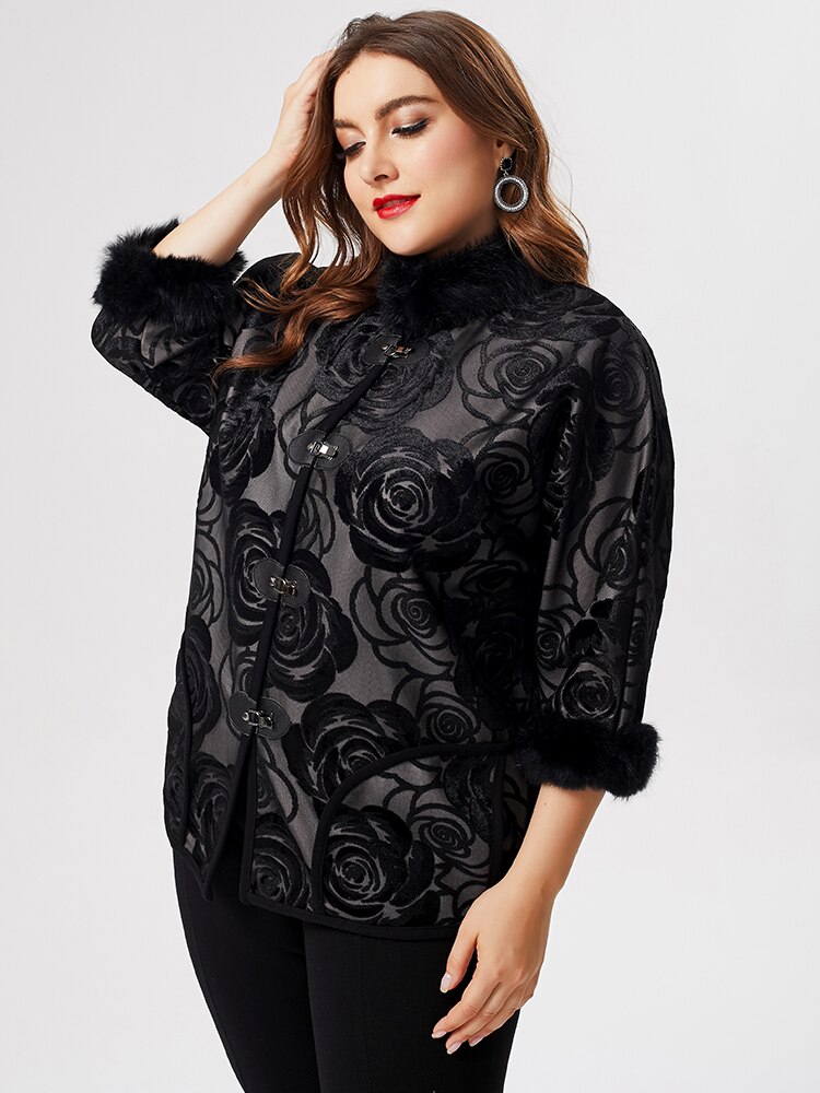 Efterår mor tøj kvinder langærmet frakke jakke dame vintage plus size broderede frakker til kvinder