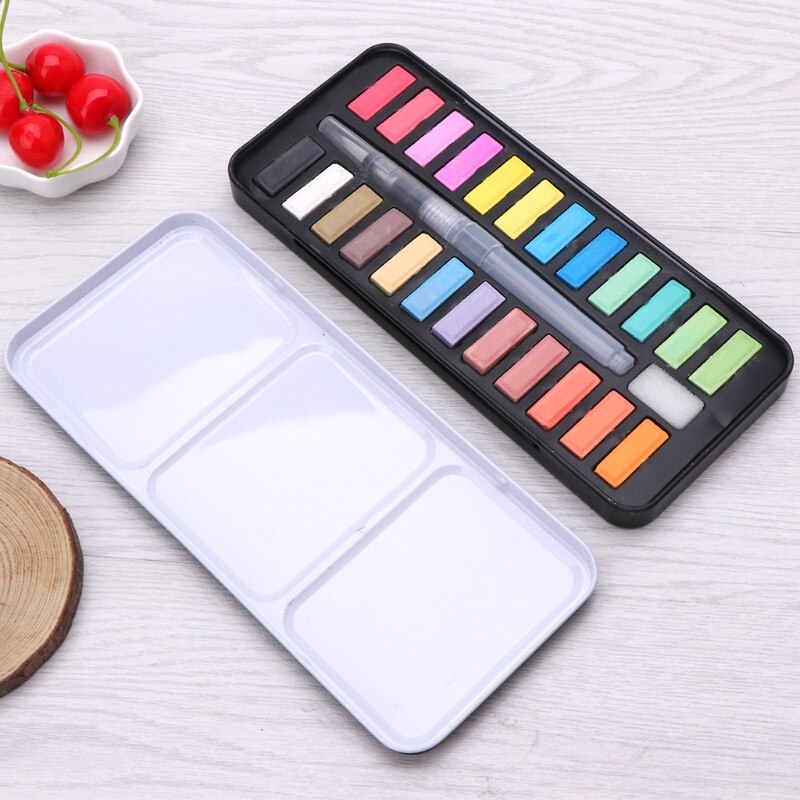 12/18/24 Solid Watercolor Paint Set Portable Drawing Brush Art Painting Supplies P9YB