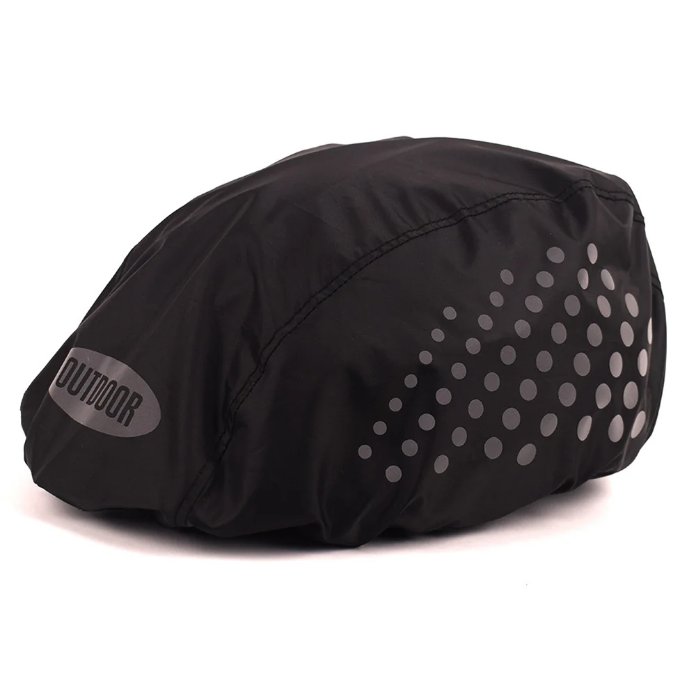 Cubierta impermeable para casco de bicicleta con tira reflectante, gorra para ciclismo de montaña y carretera, cubierta para lluvia, cubierta protectora de tela Oxford: Negro