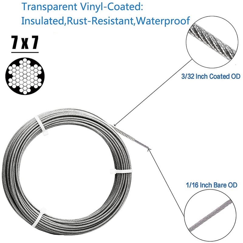 304 Stainless Steel Wire Rope PVC Coated Cable Rope, Garden Wire Rope,Steel Cable Tensioning Wire,Wire Rope Tensioner