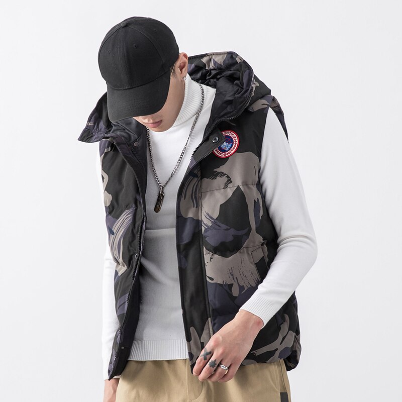 Hommes Gilet camouflage Gilet hiver coton rembourré sans manches veste bouffante manteaux Outwear hommes épaissir Gilet 4XL