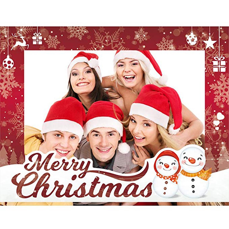1pc Family Christmas Picture Frame Prop Selfie Photo Booth Photo Shoot Props Frame Banner Years Eve Decoration