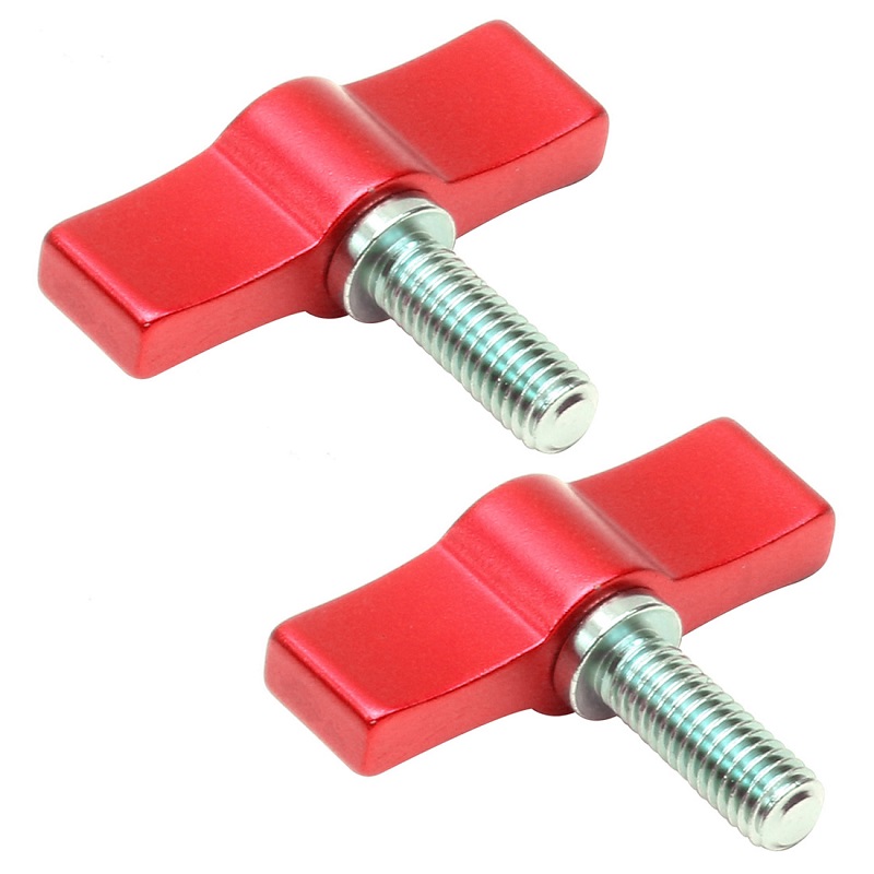 Adjustable T Shape Screw Handle Set 4/5/6mm Rail Rod Slider Clamp Locking Screw Wrench Clamp Adapter Photography Accessories: 2pcs M6x17 Red