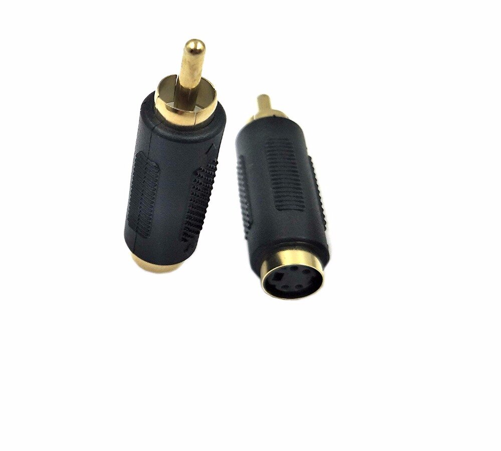 S-video-Adaptador de vídeo compuesto hembra a RCA macho, convertidor de enchufe Mini DIN de 4 pines hembra a RCA macho, 2 paquetes