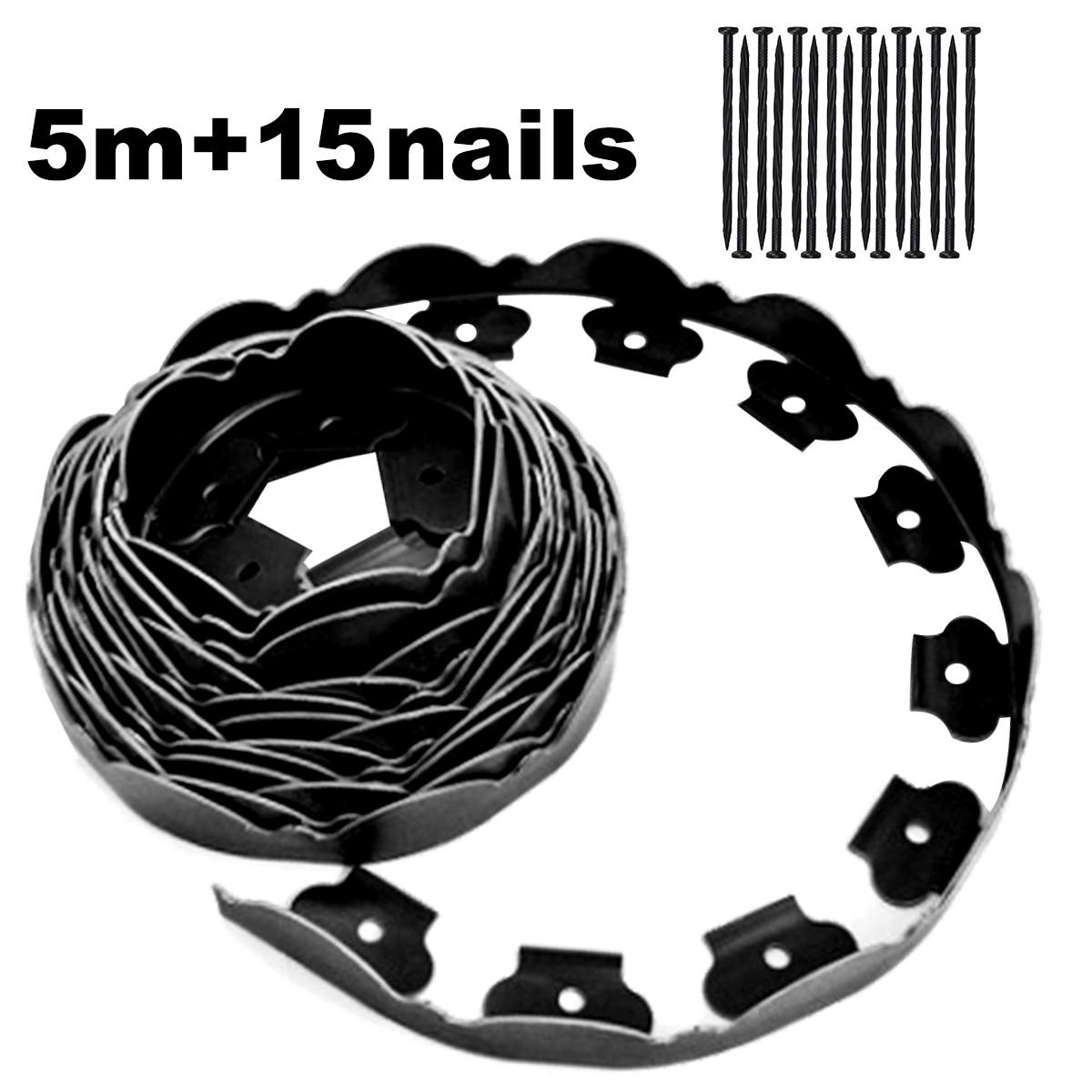 3/5/6/10m Garden Flexible Lawn Grass Plastic Edging Border landscape Edging Easy Install Insert Black Green: 5m