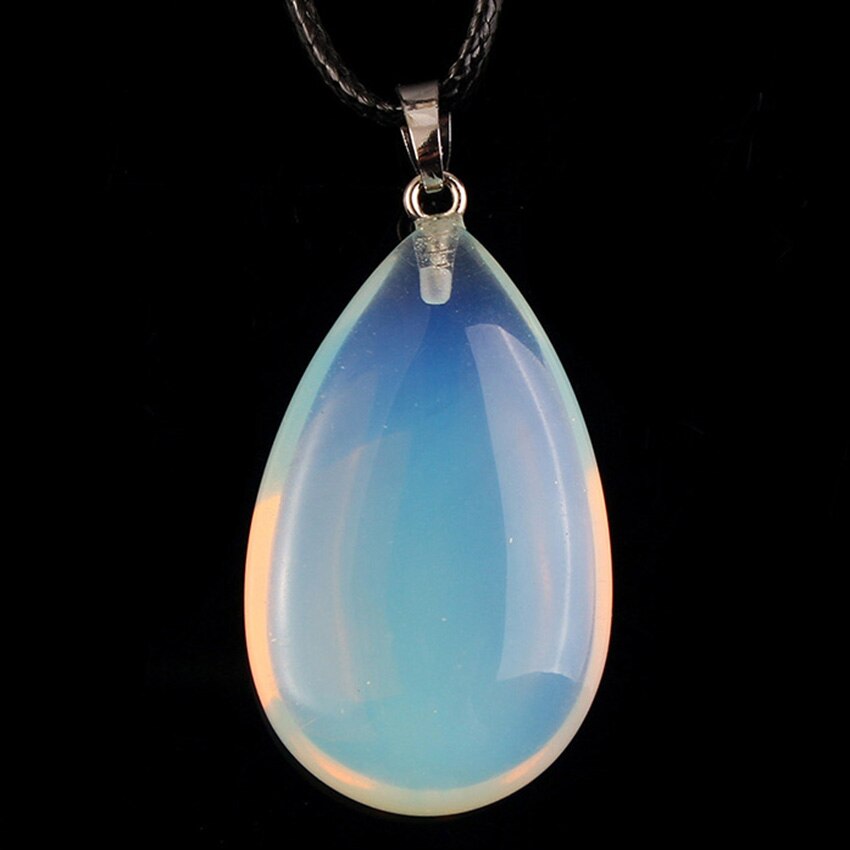 KFT Placcato Argento Naturale Cristallo di Quarzo Pietre Pendenti Con Gemme E Perle Lapis Lazuli Nero Agate Waterdrop Del Pendente In Pietra Gioelleria Raffinata E Alla Moda: Opalite Opal