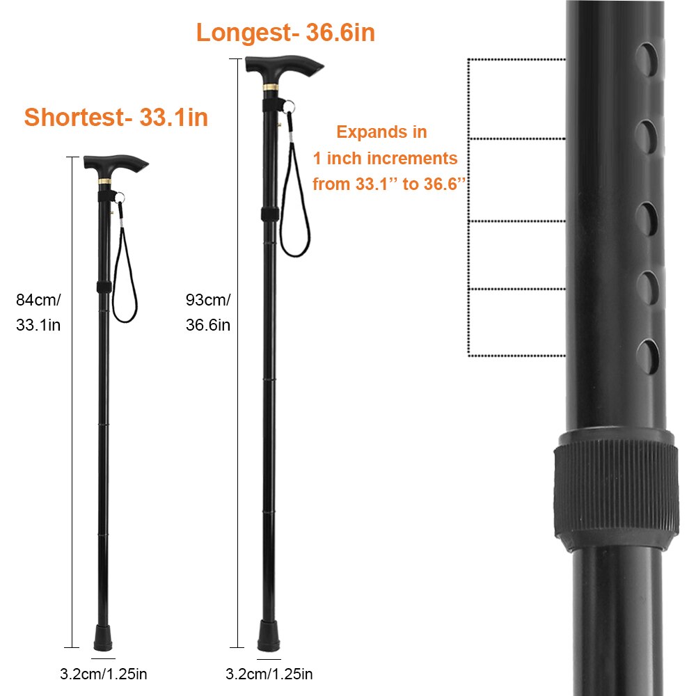 2Pcs Outdoor Walking Hiking Sticks Telescopic Baton Trekking Poles Foldable Walking Crutches Five-section Non Slip Defense Cane