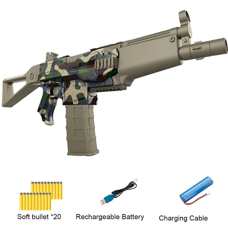 Safety Electric Toy Rifle Outdoor Fun Kids Dart Blaster Toy Gun Electric Burst Soft Bullet Gun Suit Birthday: MP5 ArmyGreen