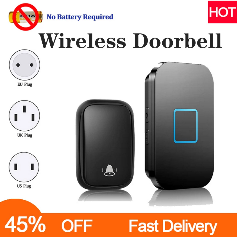 Doorbell Wireless Long-Distance Waterproof Self-Powered 1 Button 1 Receiver No Battery Required Wifi Smart Home Door Bell