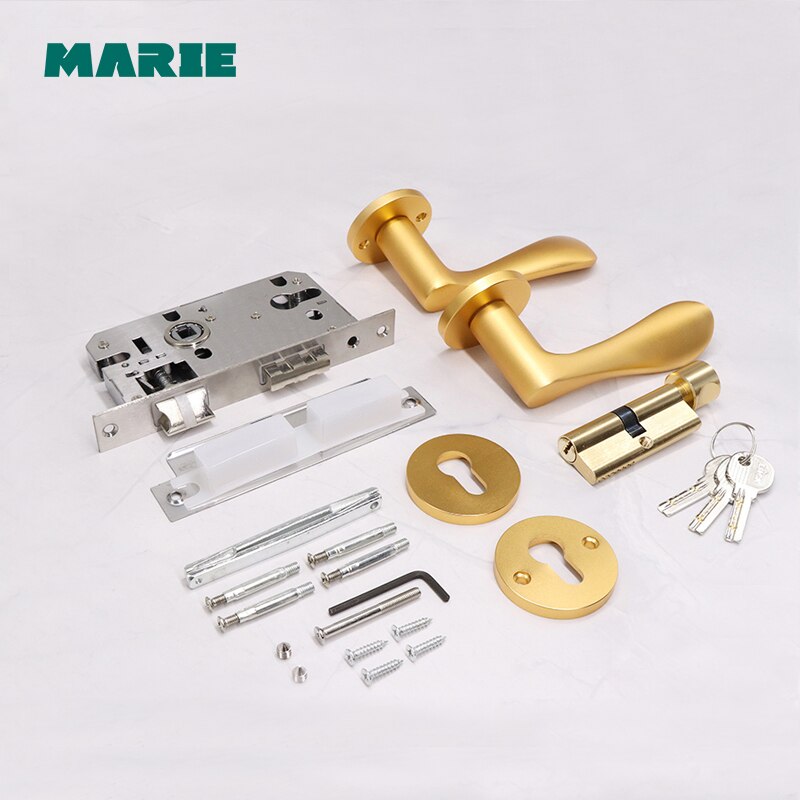 Marie Door Handle Lock Set For Interior Doors Modern Split Lock Cylinder With Keys Bedroom Bathroom Mute Door Handles Universal