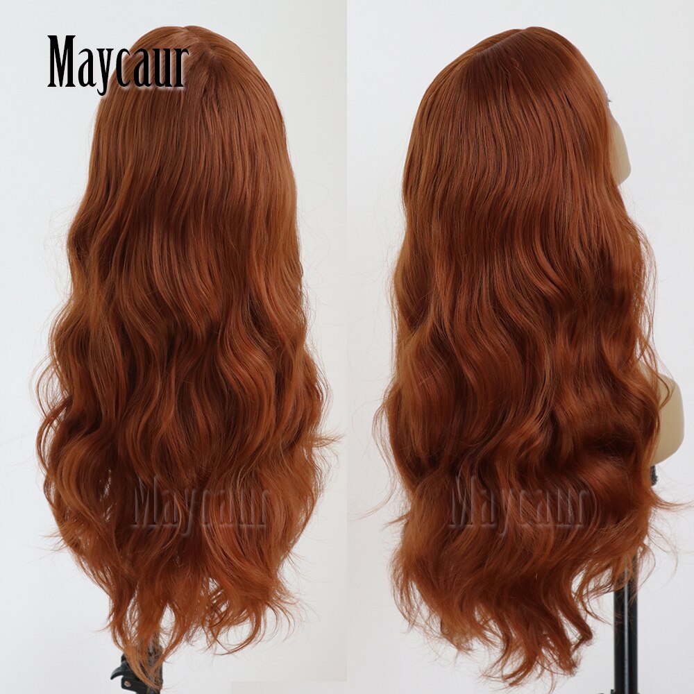 Maycaur Lange Golvende Synthetische Lace Front Pruiken Middelste Deel Met Baby Haar Lijmloze Gekleurde Kant Pruiken Voor Zwarte Vrouwen