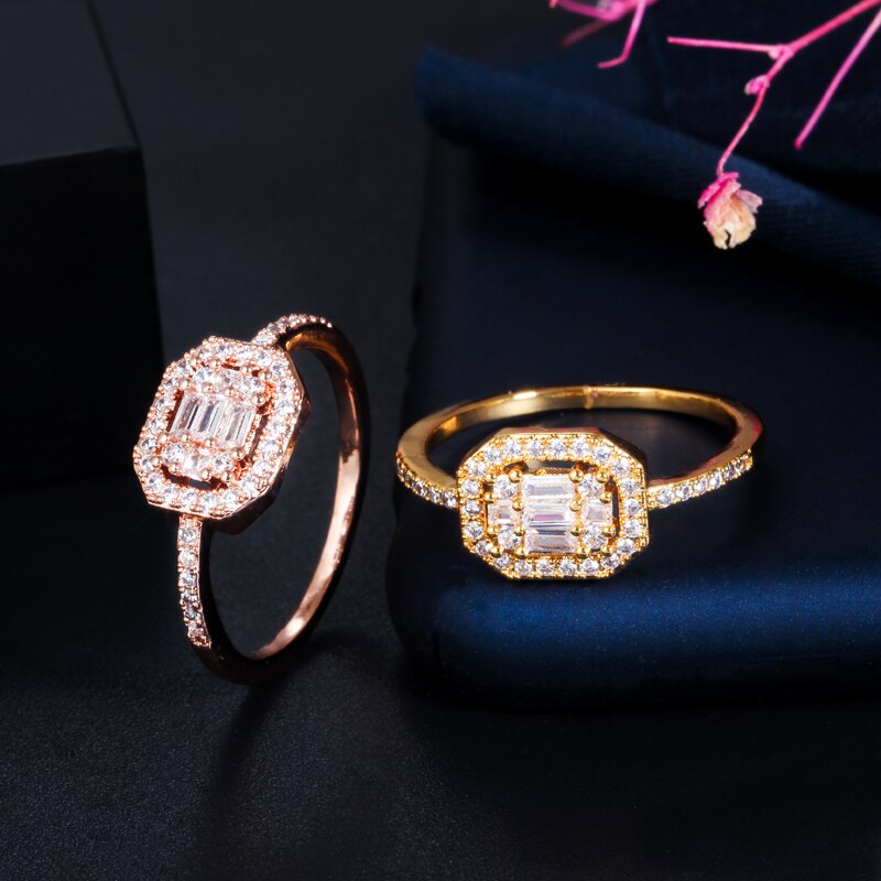 Cwwzircons erittäin kiiltävä kuutio zirkonia tasoittaa rakkaus ruusukulta sormukset naisille kihlasormukset häänauha boho korut  r159