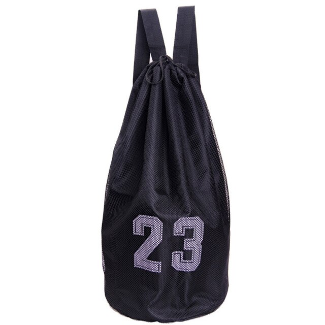 Sportsball ryggsekk basketball fotball oppbevaringsnett bag trening ball mesh bag: Svart