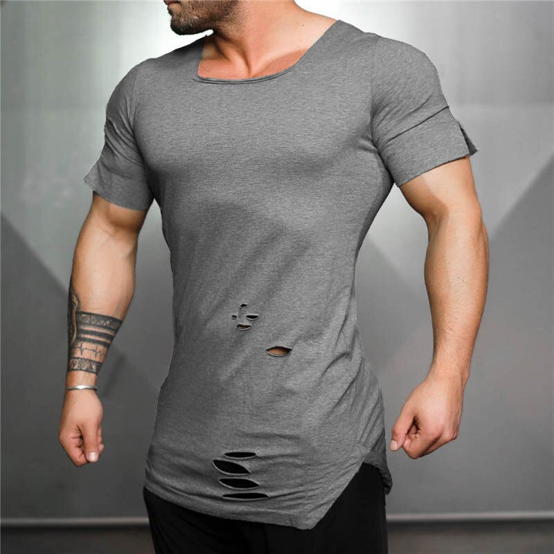 Miesten lyhythihainen t-paita kehonrakennus fitness-t-paita miesten urheilu-t-paita isot koot topit t-paidat
