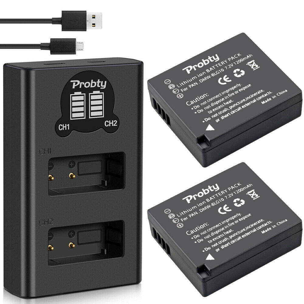 For Panasonic DMW-BLG10 DMW-BLE9 BLG10E Battery DMC-ZS60 DMC-ZS100 DMC-GX7 DMC-LX100 DMC-GF3 DMC-GF5 DMC-GF6, DMC-GX camera: 2BatteryWithCharger
