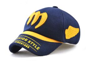 Xeongkvi koreansk høst vinter låve baseball caps merke broderi bokstaver m ørebeskyttelse bomull luer til gutt og jente: Mørke blå / 52-56cm