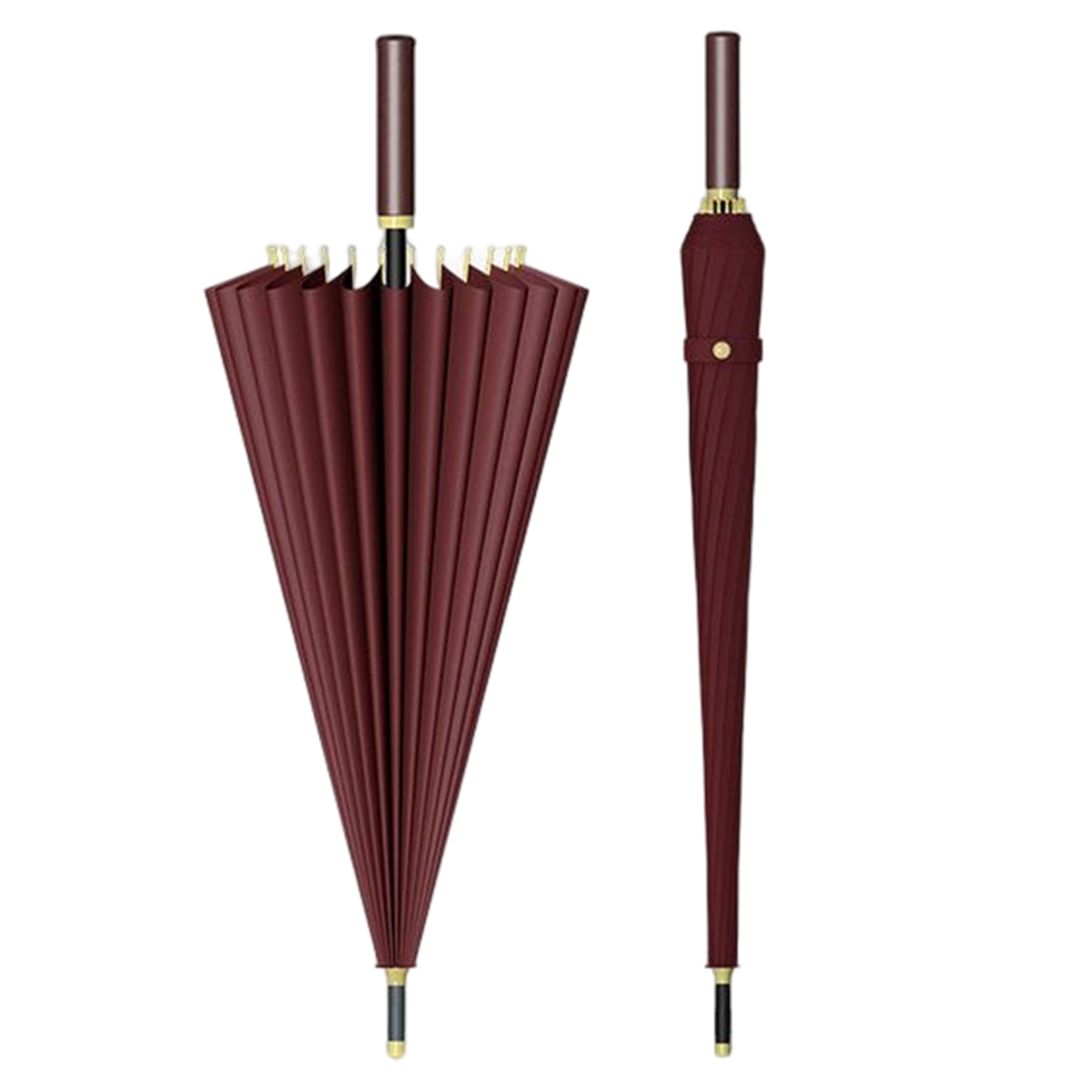 Automatic 24 Bone Umbrellas Solid-Color Reinforcement Windproof Parasols All-Weather Umbrellas For Rainy Day: light green