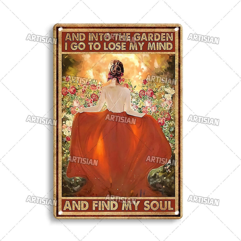 Artisian Tuin Metalen Poster Plant Tin Teken Meisje Decoratieve Plaque Wall Decor Garage Bar Pub Club Hotel Keuken Thuis Man cave: WIT