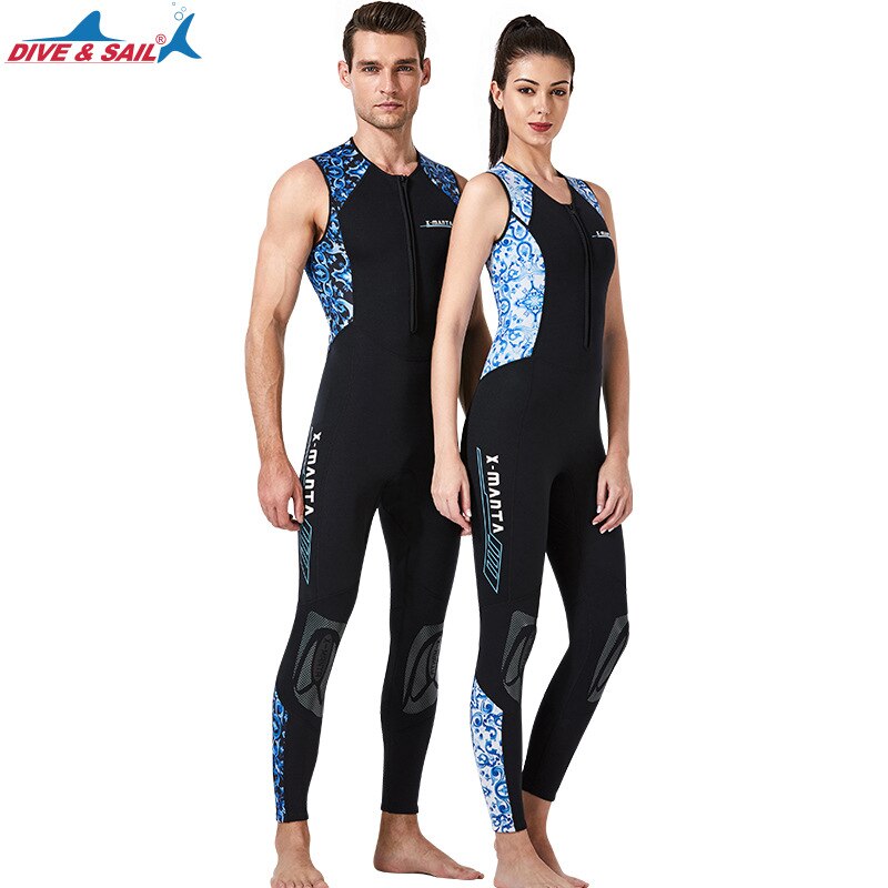 Men Women 1.5mm Sleeveless Neoprene one-piece wetsuit Triathlon Wetsuit Wet Suit Thickness Open Water Swimming Suit Front Zip