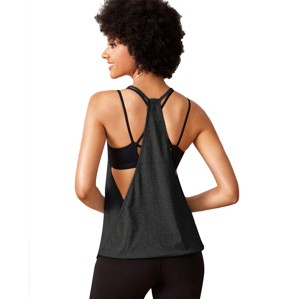 Vrouwen Naadloze Sneldrogende Yoga Gym Crop Top Ochtend Running Training Top Vrouwen Effen Kleur Losse Schoonheid backsleevelessvest: Dark Gray / L