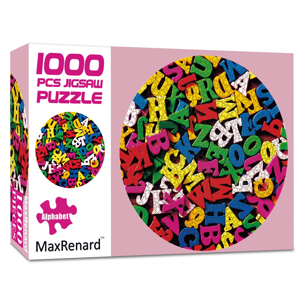 MaxRenard 1000 Pieces Round Shape Jigsaw Puzzles for Adults 70*70cm Paper Assembling Painting Puzzles for Adults: Alphabet