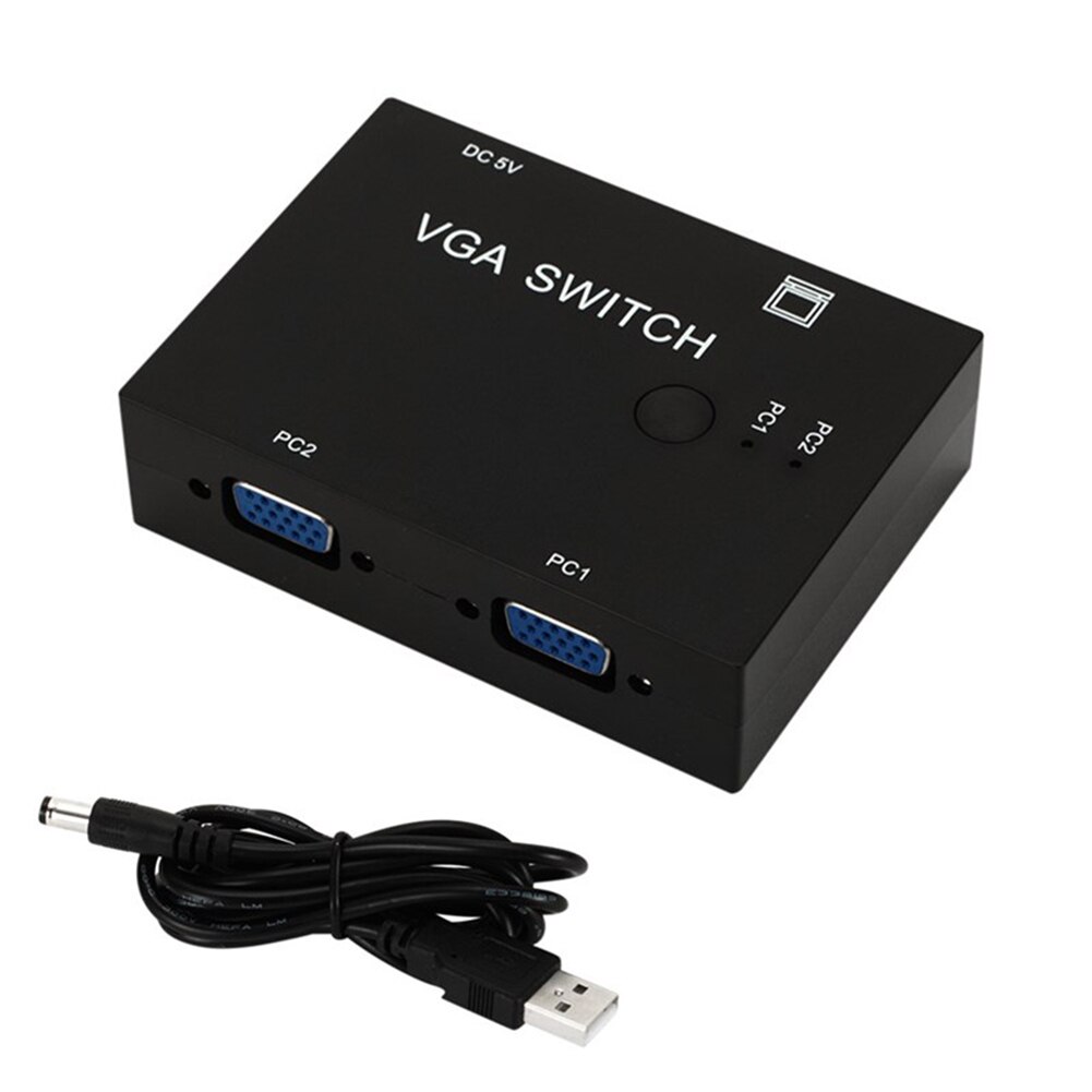 2 In 1 Out Switcher 2 Port VGA Switch Box VGA for Consoles Set-top Boxes 2 Hosts Share 1 Display for Notebook Projector Computer