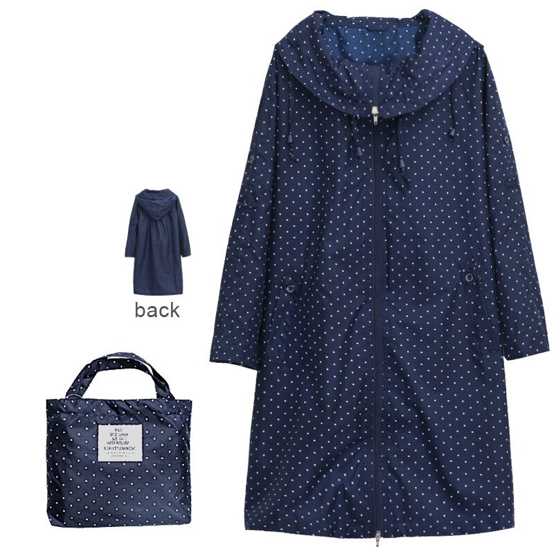 Thin Raincoat Women Waterproof Female Rain Coat Poncho Jacket Capa De Chuva Chubasqueros Mujer Light(not long sleeve): Navy Blue