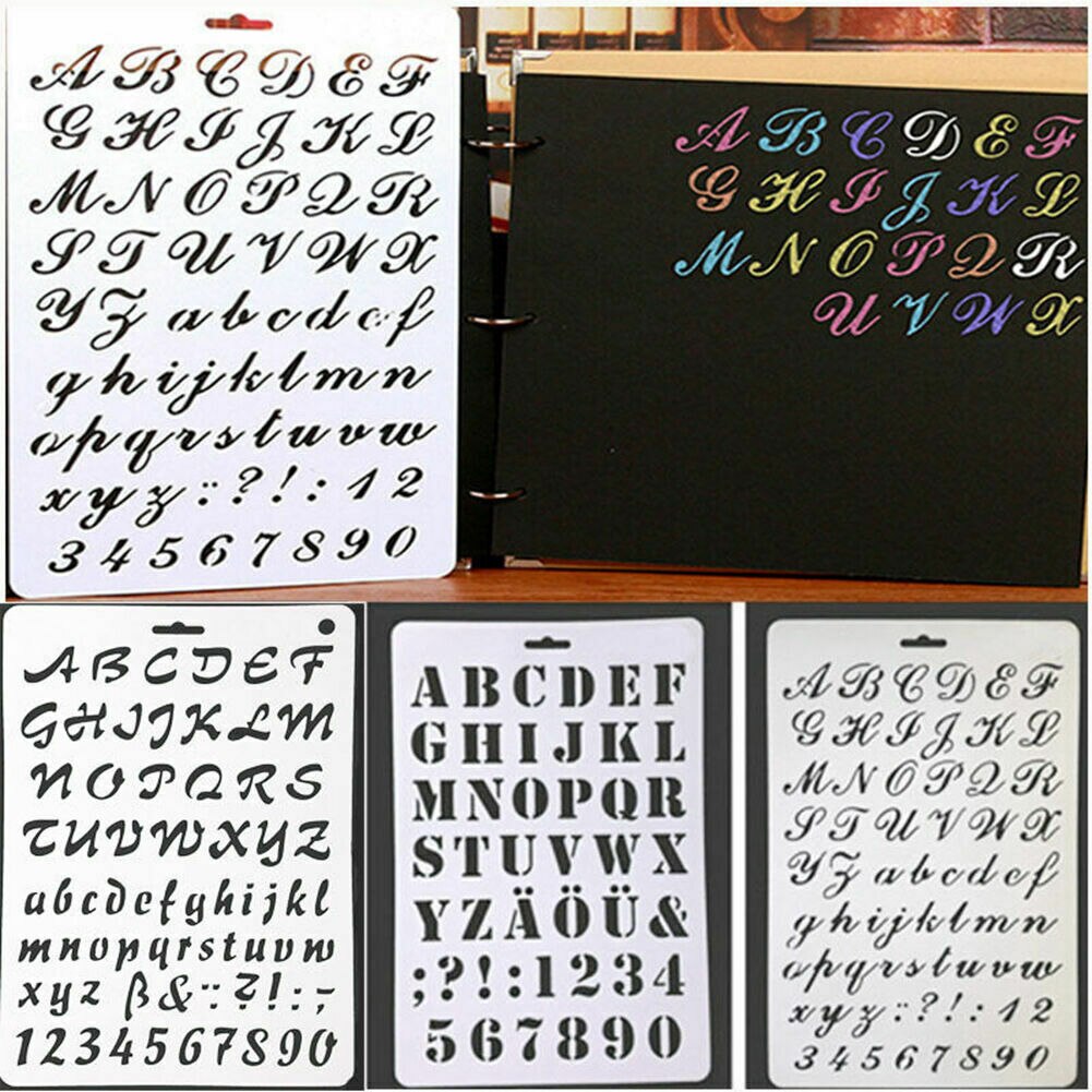 Varumärke språk leksaker alfabet abc nummer lager stenciler klistermärke målning scrapbooking papperskort mall dekoration