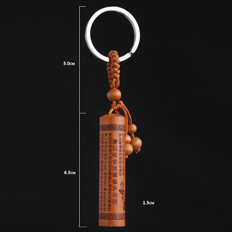 For Car Bag keyring Lucky Jewelry Peach Wood Carving buckle Buddha Pendant Keychain