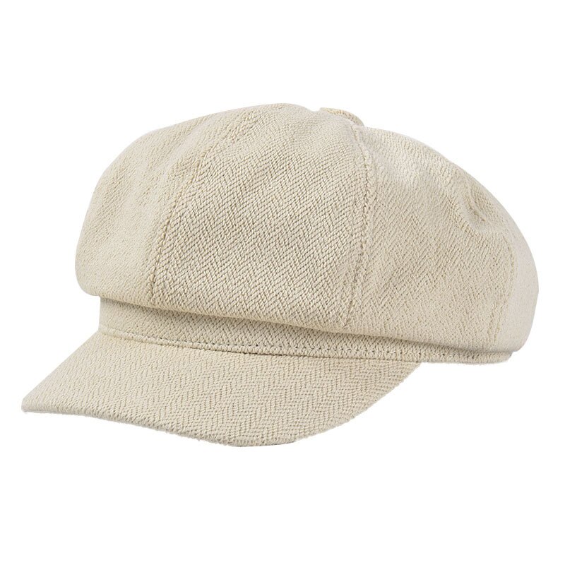 Showersmile retro uutispoika lippalakki naiselle kevät kesä naisille kahdeksankulmainen hattu tiilenpunainen merkki brittiläinen litteä lippalakki: Beige