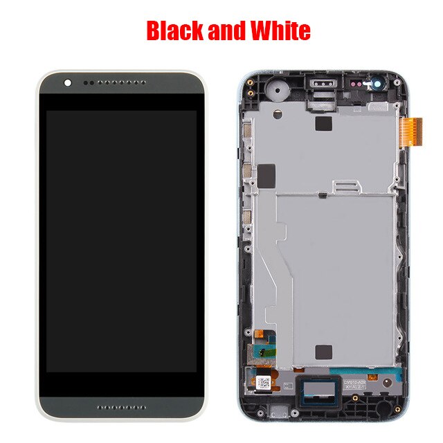 Pour HTC Desire 620 620U 620T 620G écran LCD assemblée avec boîtier avant tactile verre, D620h LCD affichage original noir blanc: Black and white