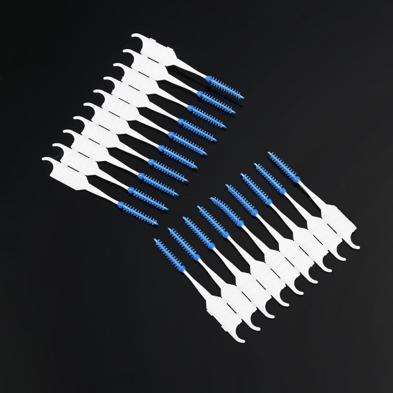 120PCS Dual Interdental Brush Tooth Flossing Head Teeth Hygiene Toothpick Tooth Pick Brush Floss Tooth Cleaning