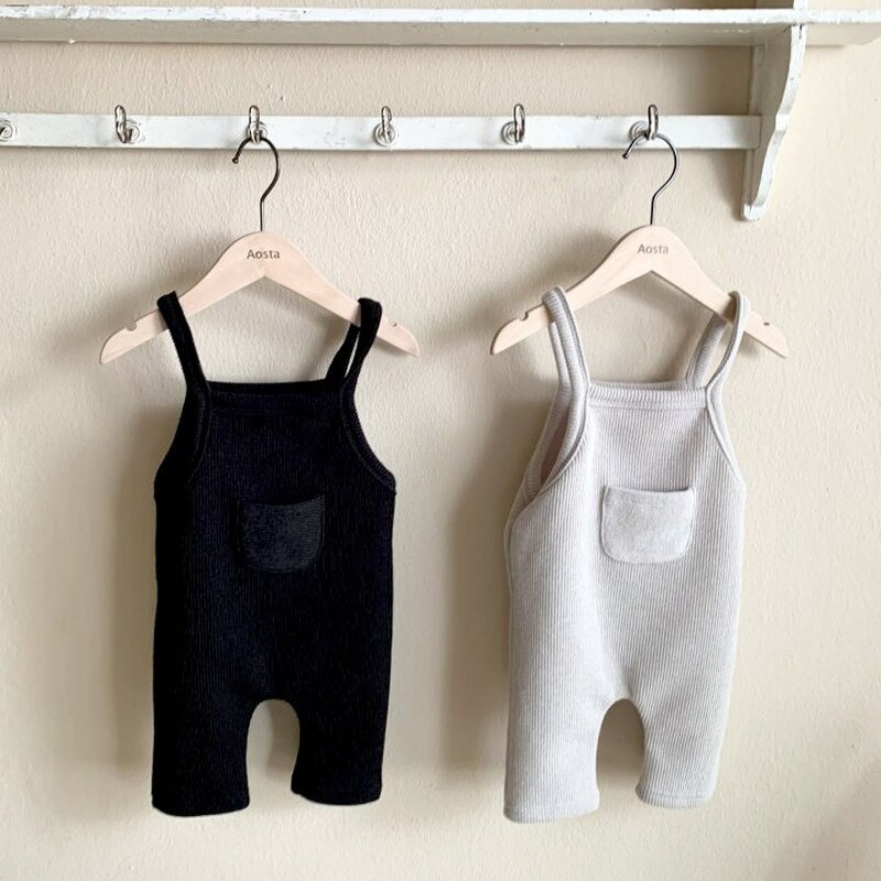 0-3T Pasgeboren Kleding Leggings Baby Baby Meisjes Jongens Corduroy Broek Effen Kleur Knop Pocket Strapless Overalls Baby broek