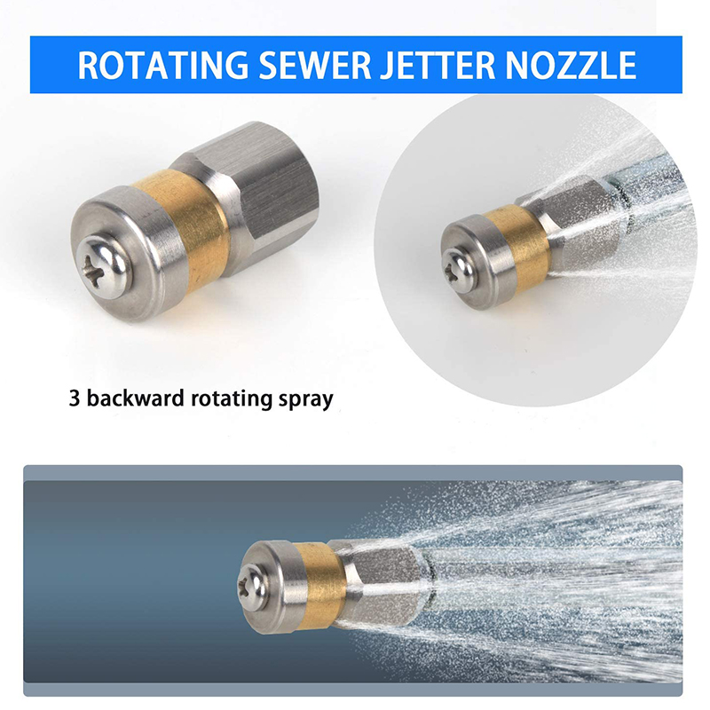 Voor Nilfisk/Stihl Hogedrukreiniger Riool Rioolreinigers Kit Auto Parts1/4 Inch Knop Neus En Roterende Riool Jetting nozzle Voor Washin