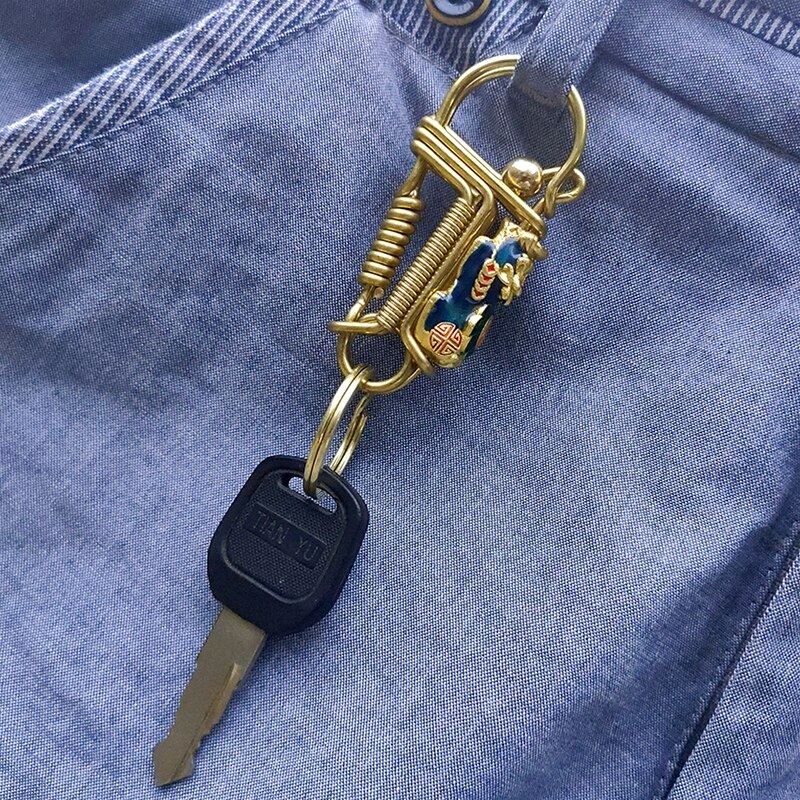 Aufrichtig Kreative Karabiner Brassiness Schlüsselanhänger Hand-gemacht Durcheinander Schlüssel Halfter Edelstahl Auto Schlüssel Schnalle unisex