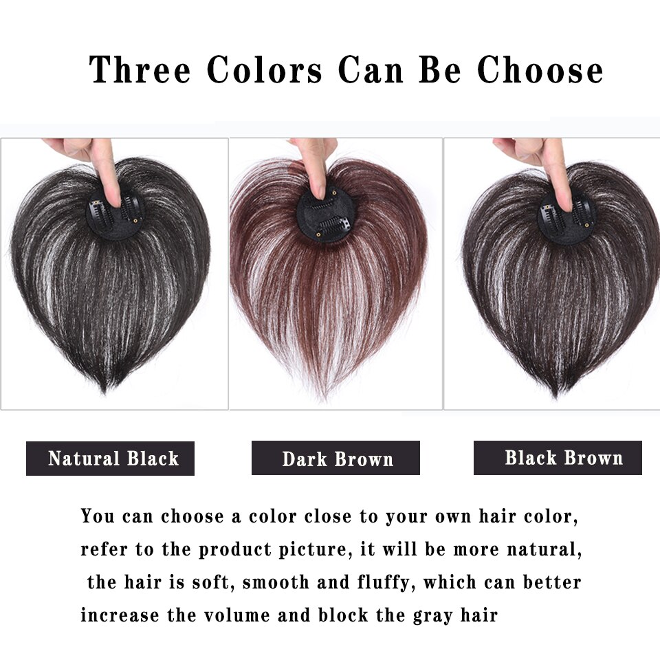 LUPU negro recto corto marrón Topper con flequillo postizo sintético de Clip en extensiones de cabello para las mujeres fibra resistente al calor