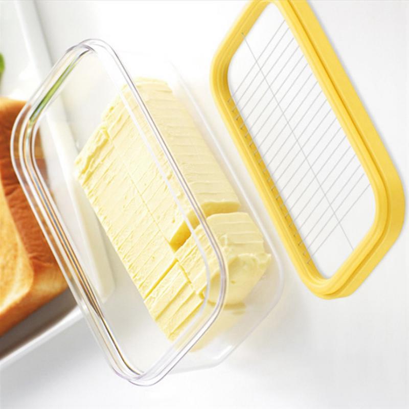 Butter Cutter Stainless Steel Slicer Cheese Glass Butter Keeper Container Box Multifunction Kitchen Accessories