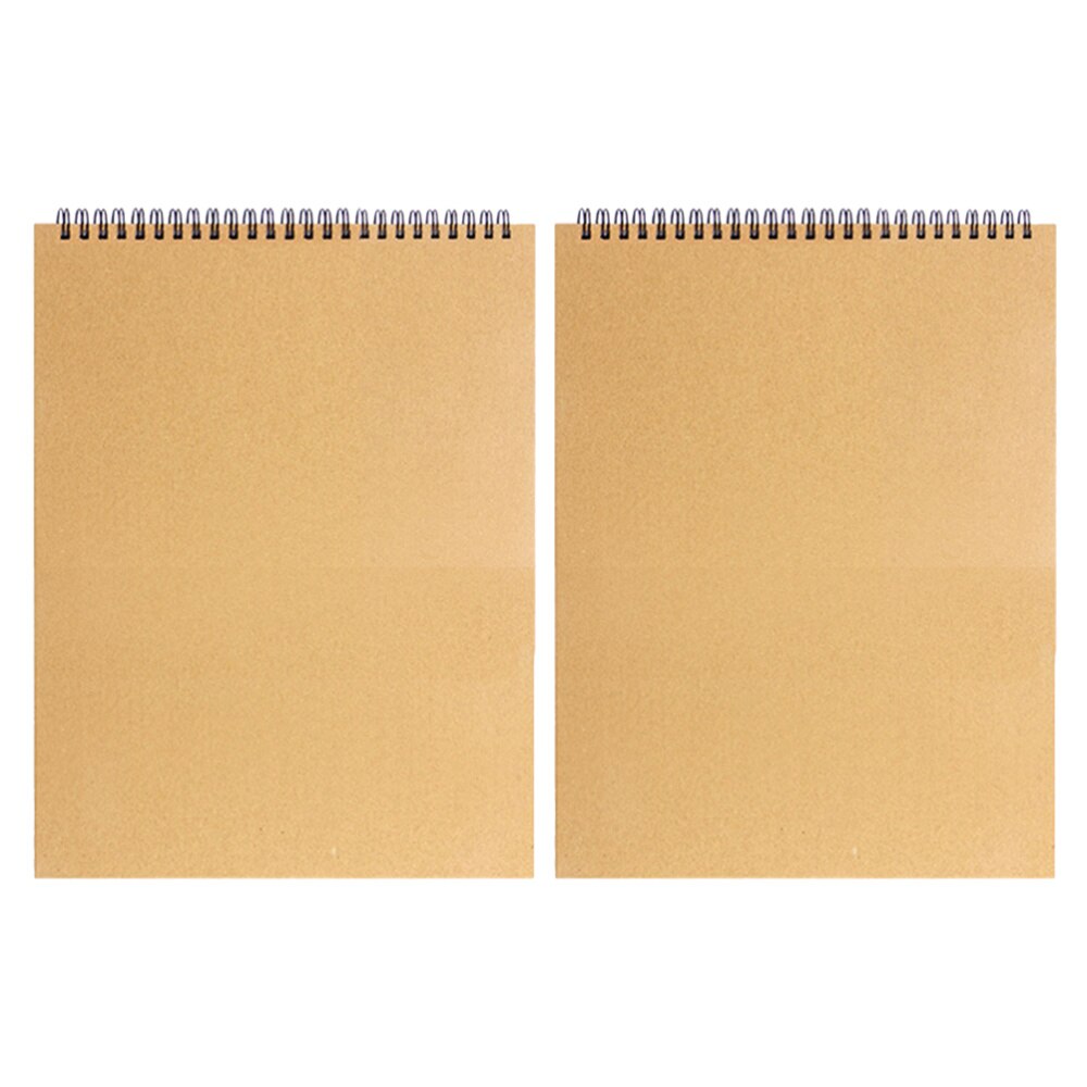 2Pcs Portable Hand Drawing Notebook Kraft Paper Drawing Paper Blank Drawing Paper Practical Watercolour Notebook for Kids Artist