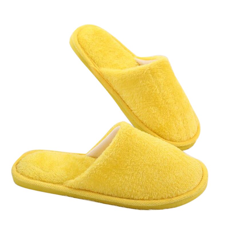 Kengät tohvelit naisten miehet koti pörröinen talo talvi lämpimät tossut pehmeät lenkkarit sisätiloissa makuuhuone pantuflas zapatos: Keltainen (40-41)